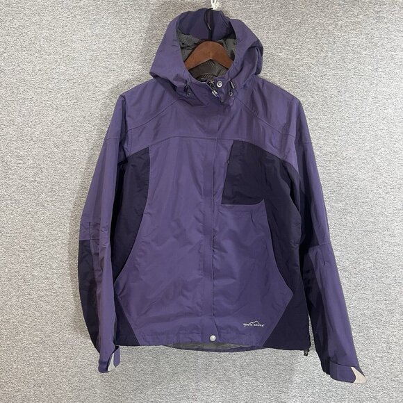 Eddie Bauer Weather Edge 365 Jacket Women M Purple Waterproof Hooded Adjustable - Picture 15 of 16